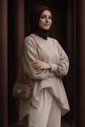 Latte Oversize Tesettür Sweat – Minimal Şıklık