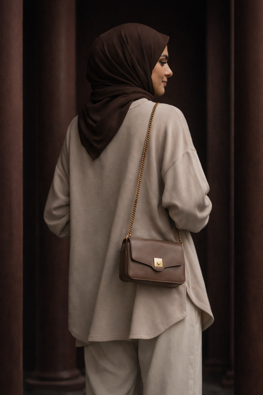 Latte Oversize Tesettür Sweat – Minimal Şıklık