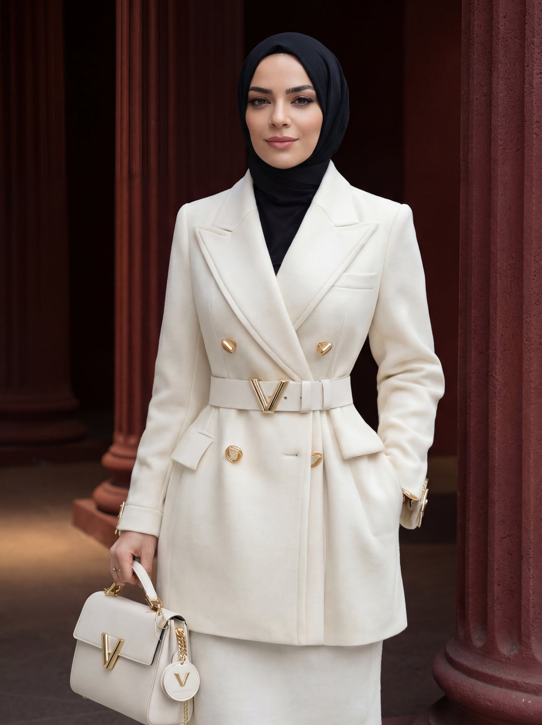 MERYESA – Kemerli Premium Tesettür Ceket Takım