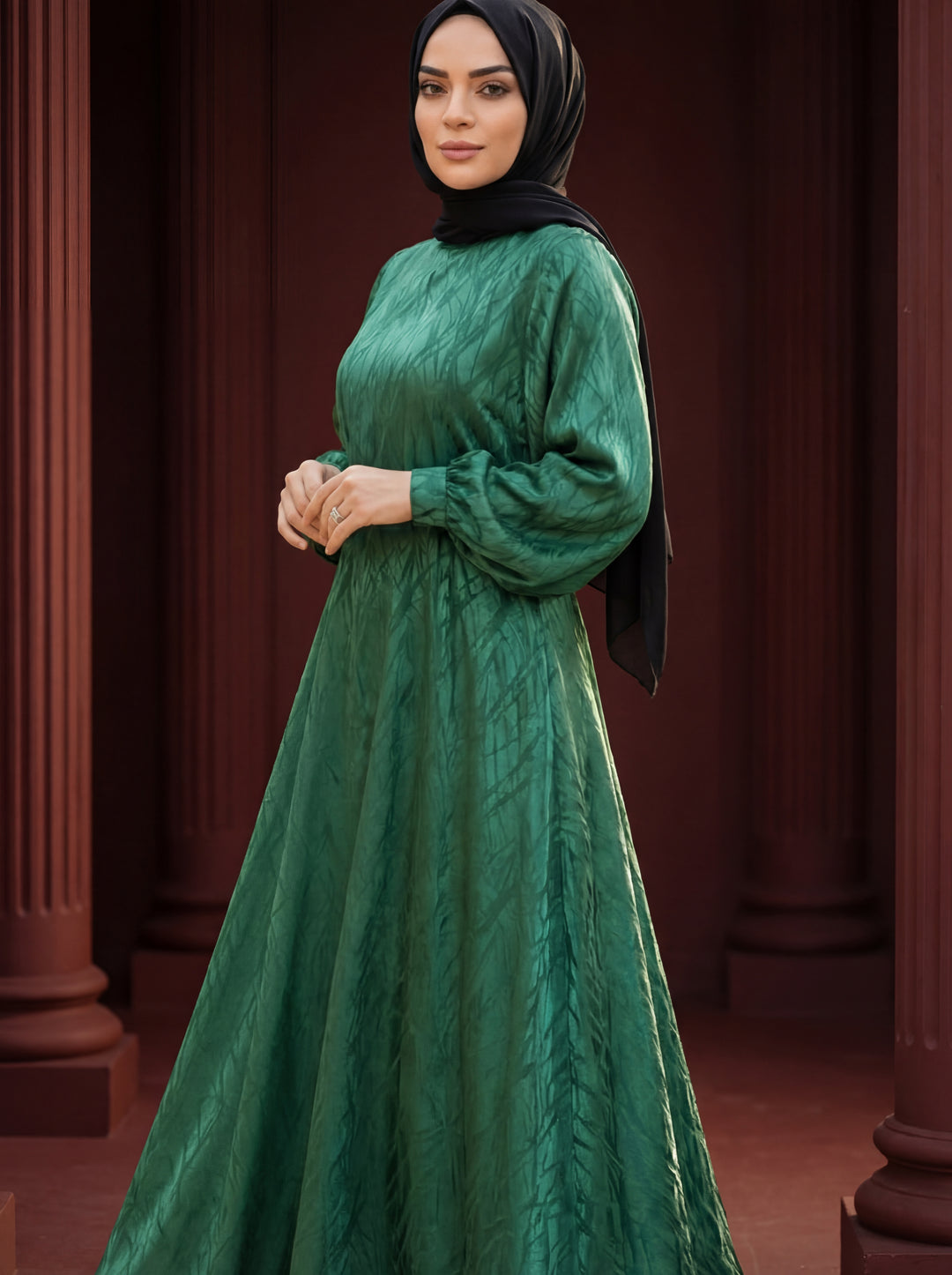 MERYESA – Dokulu Uzun Tesettür Elbise