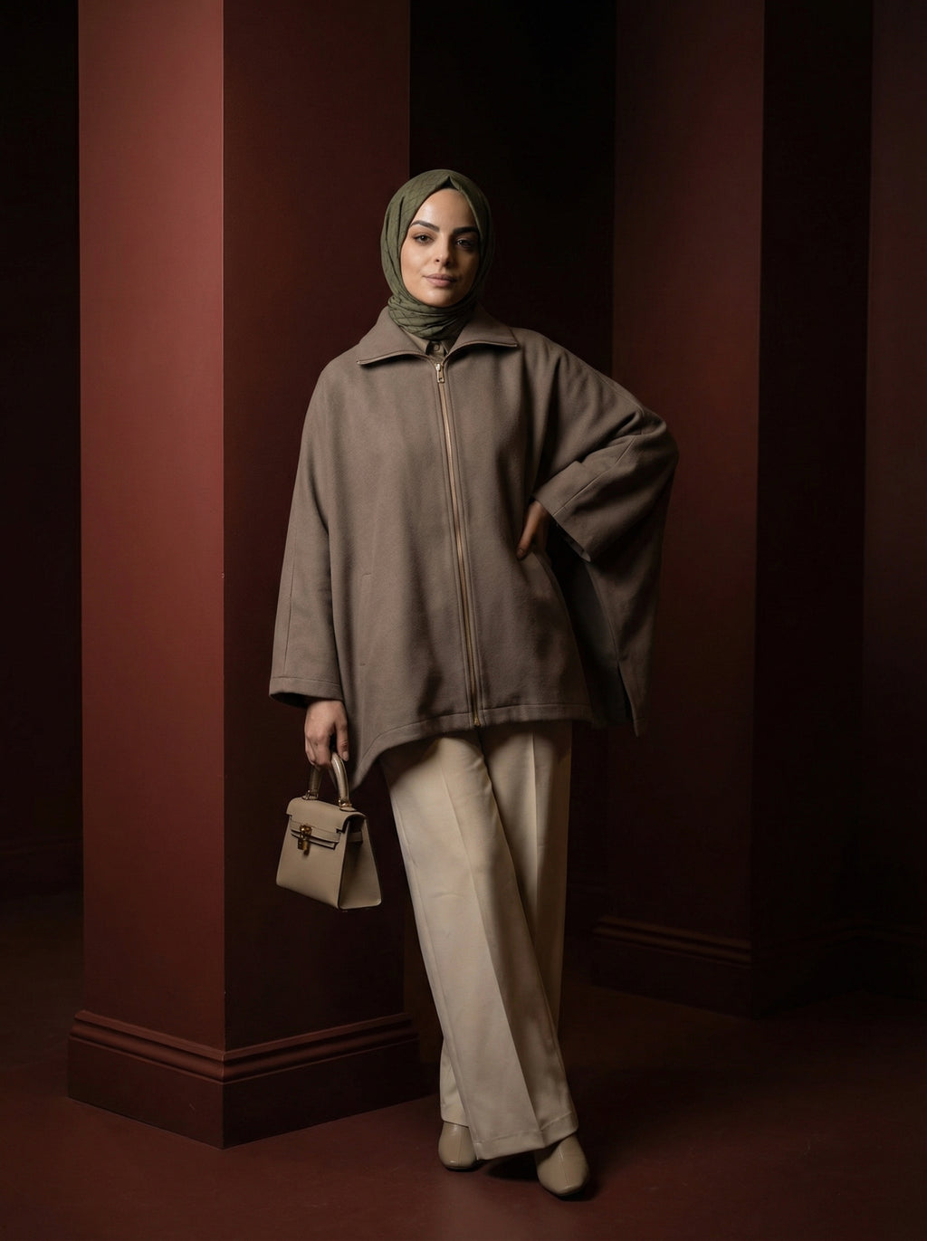 Vera Oversize Fermuarlı Tunik – Vizon